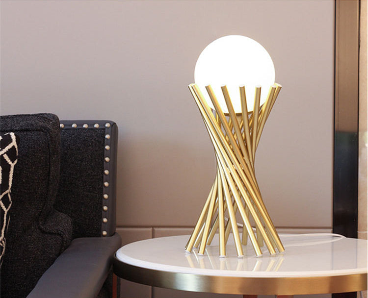 LumiGlobe - Modern Golden Table Lamp with LED Lighting