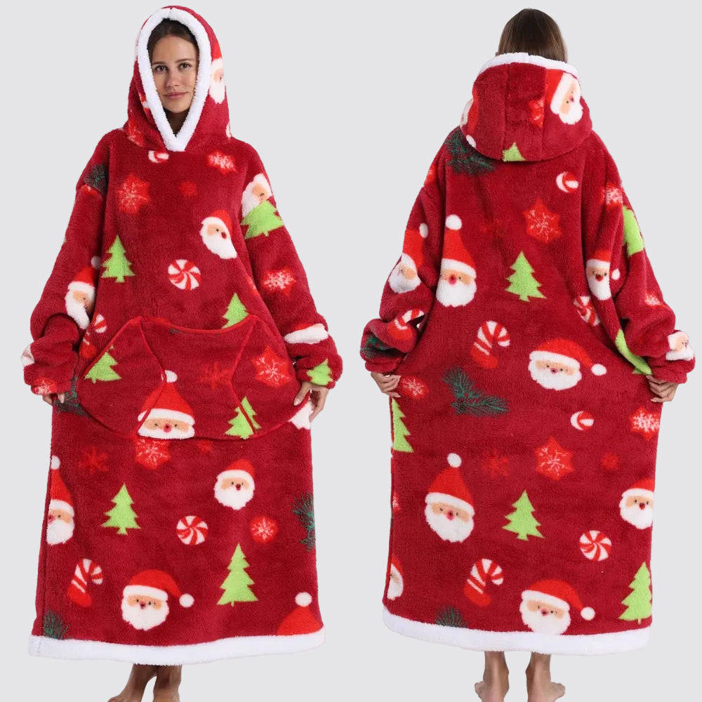 Sweatshirt com Capuz de Lã Ampla Estilo Aconchegante e Elegante Saco-Cama com Capuz