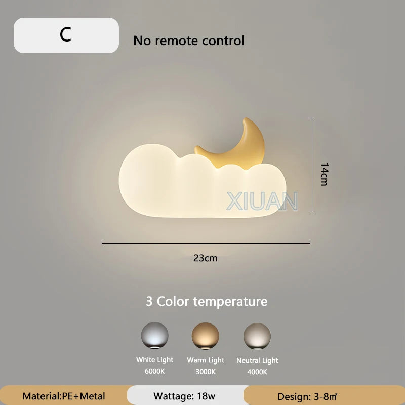 KinderDroom - Candeeiro de Parede para Quarto de Criança com Design de Animais de Banda Desenhada LED