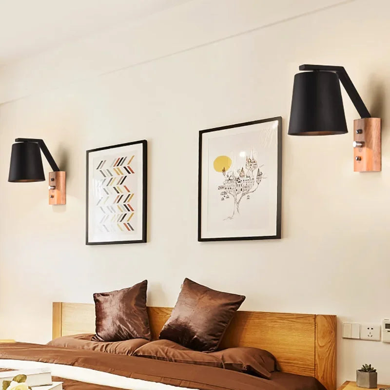 HoutLicht - LED Wall Lamp with Switch Bedside Lamp Living Room Decoration