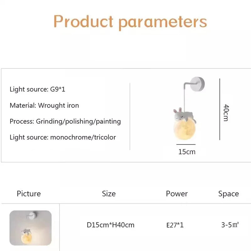 MoonGlow - Lampada da parete LED creativa per camera da letto e cameretta