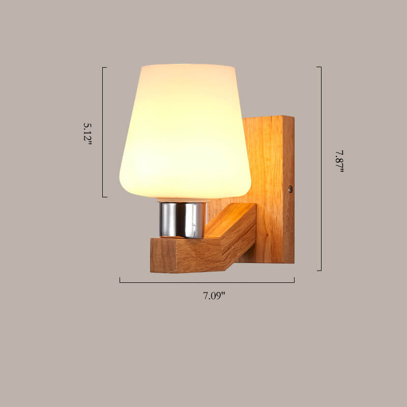 Lámpara de pared minimalista nórdica con vidrio y madera