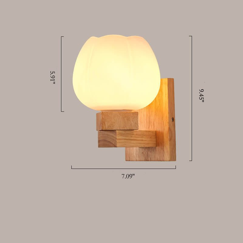 Lámpara de pared minimalista nórdica con vidrio y madera