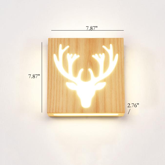 NatureShine - Lámpara de pared LED moderna de madera maciza con motivo lúdico