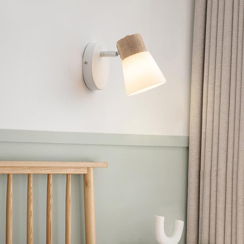 Lámpara de varita LED nórdica Ozawa Madera/Vidrio Salón/Comedor Blanco