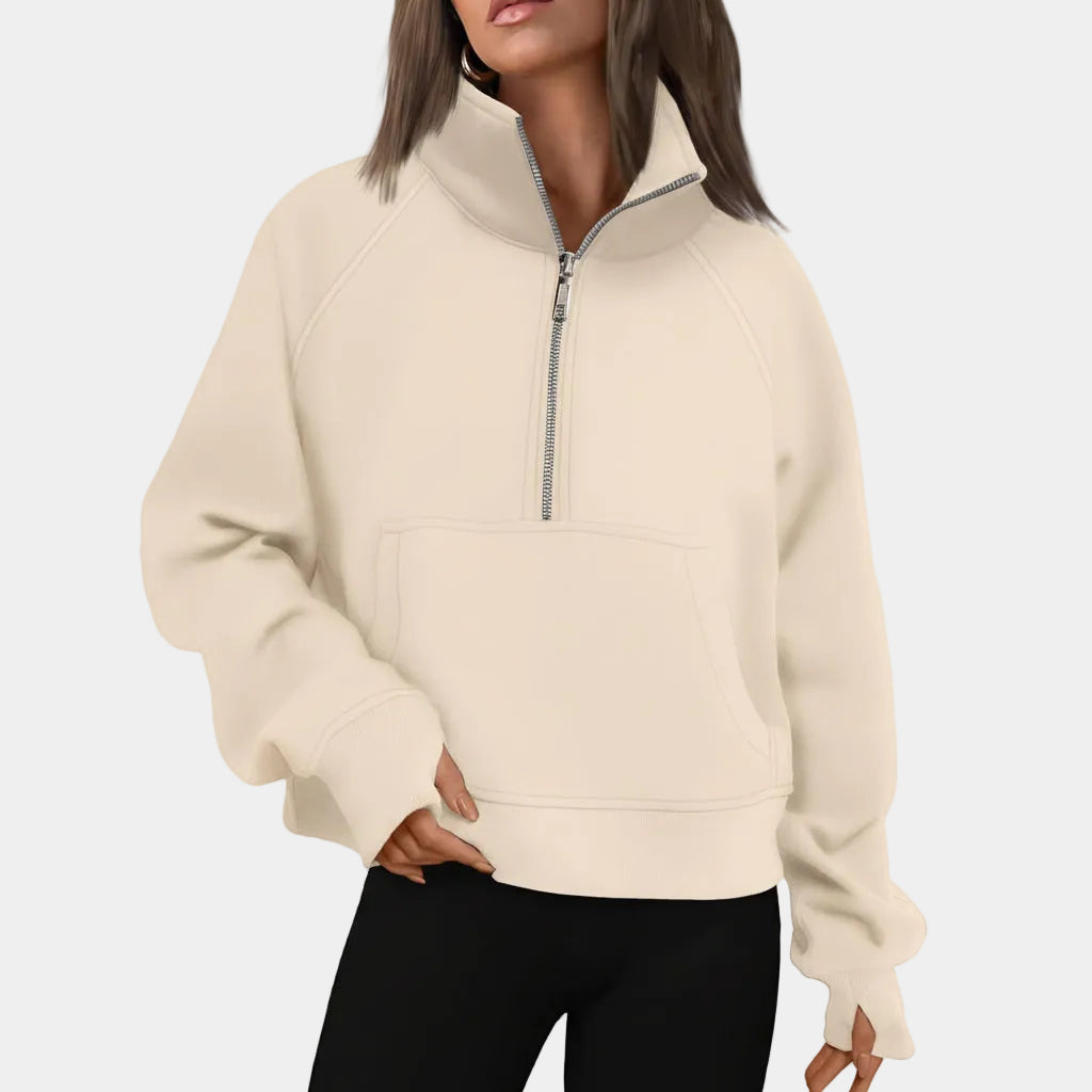 Maglione Donna Mezza Cerniera Casual Streetwear