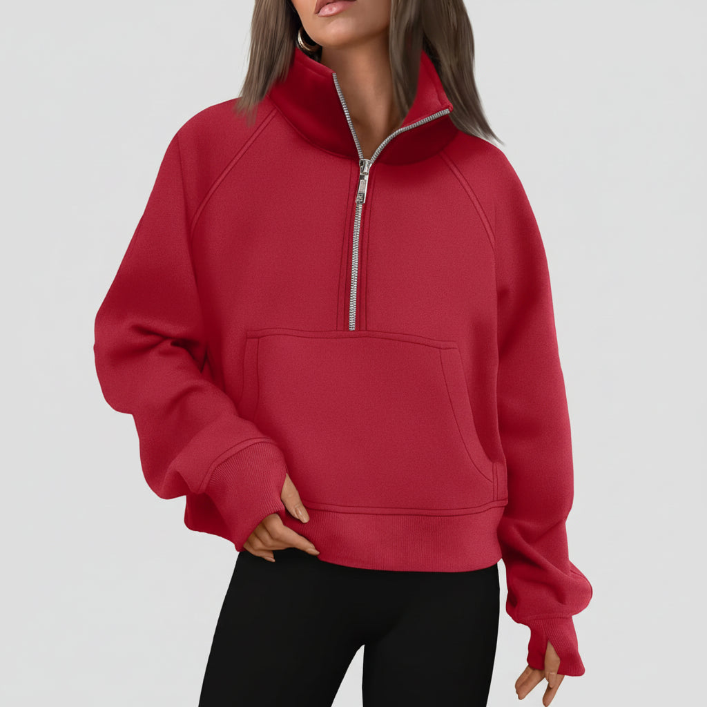 Maglione Donna Mezza Cerniera Casual Streetwear