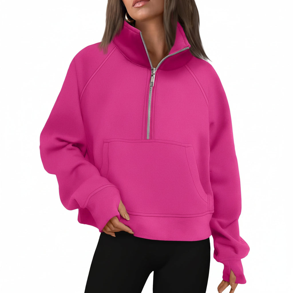 Maglione Donna Mezza Cerniera Casual Streetwear
