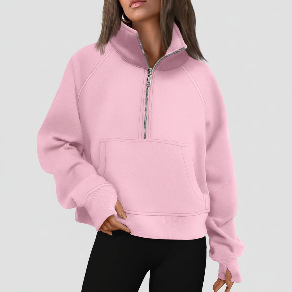 Maglione Donna Mezza Cerniera Casual Streetwear
