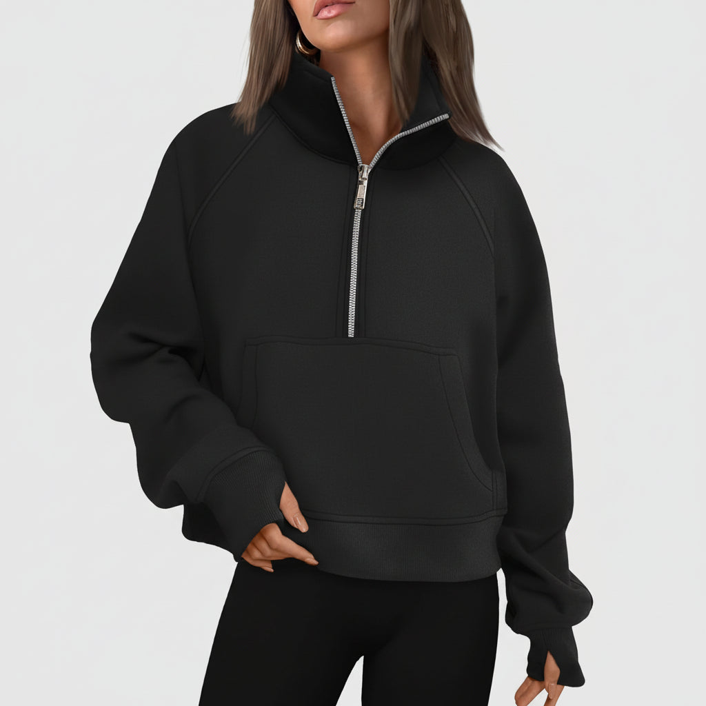 Maglione Donna Mezza Cerniera Casual Streetwear