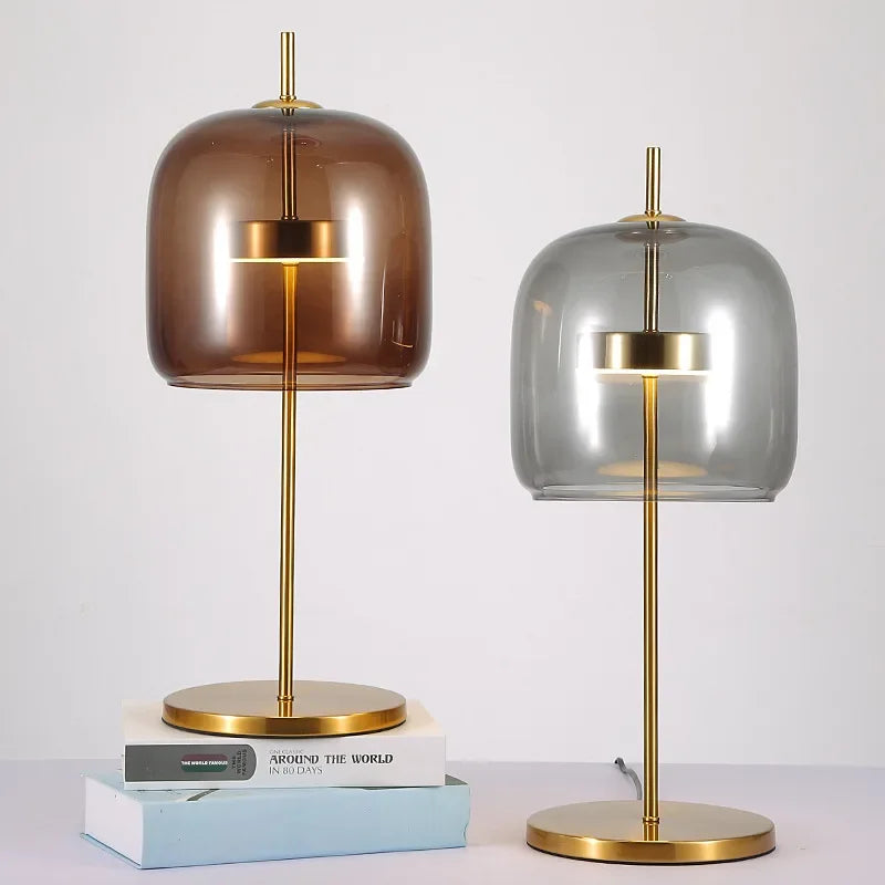 LumiGlass - Lampada da Tavolo in Vetro Moderna | Elegante Lampada Notturna LED per Camera da Letto e Soggiorno