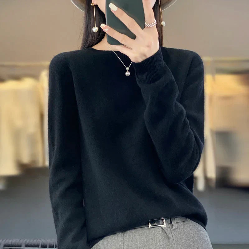 Maglione Donna Girocollo Quotidiano Comfort Leggero Caldo Pullover