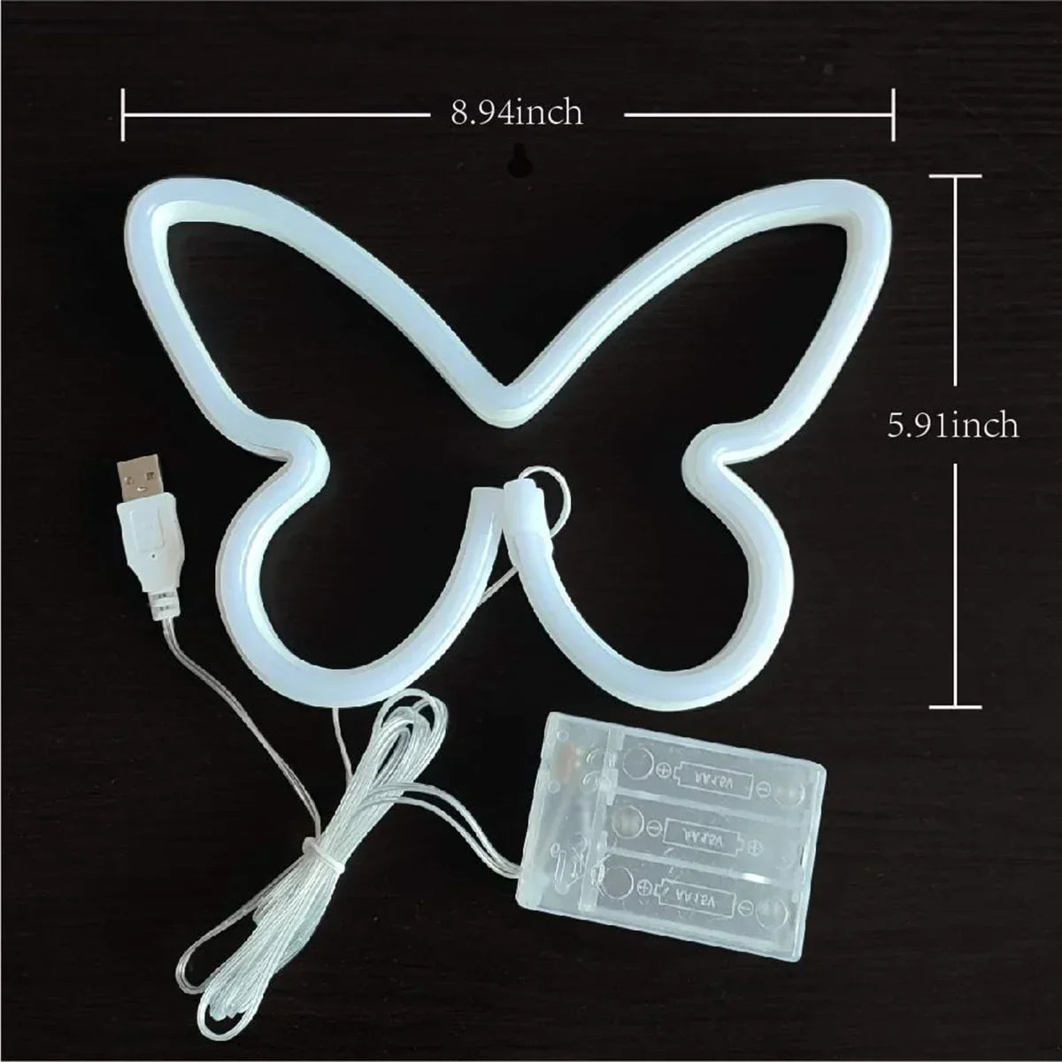GlowWings - Lámpara de mariposa LED, decoración de neón colorida para habitación infantil y dormitorio