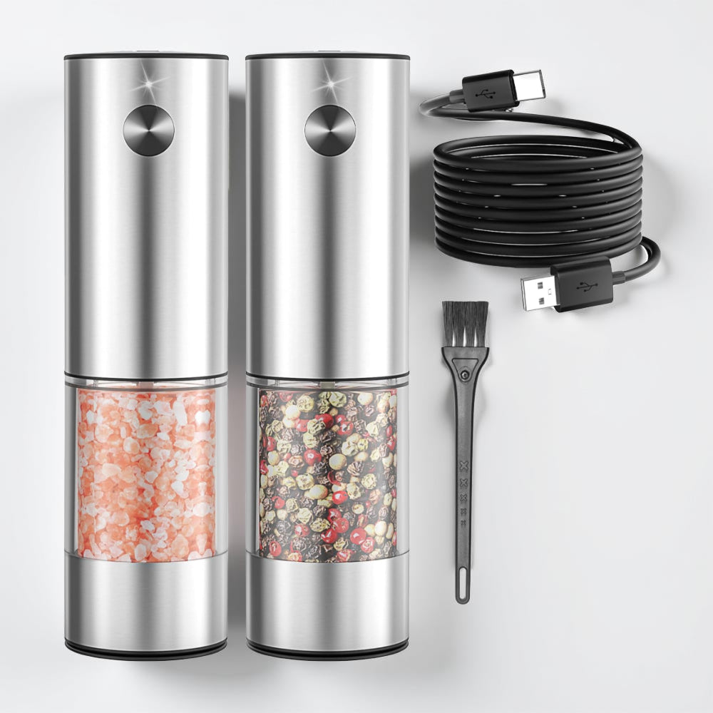 Salt Pepper Mill Electric Rechargeable Kitchen Set