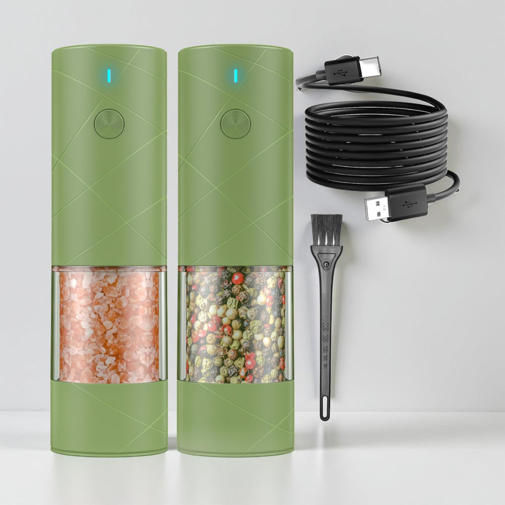 Salt Pepper Mill Electric Rechargeable Kitchen Set