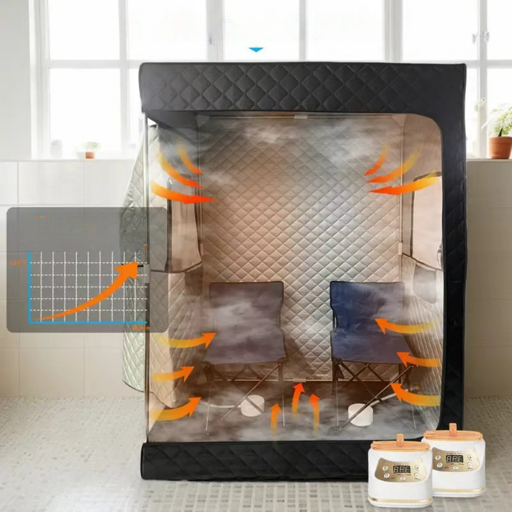 Tenda Sauna Portatile Cabina Doppia a Vapore per Uso Domestico