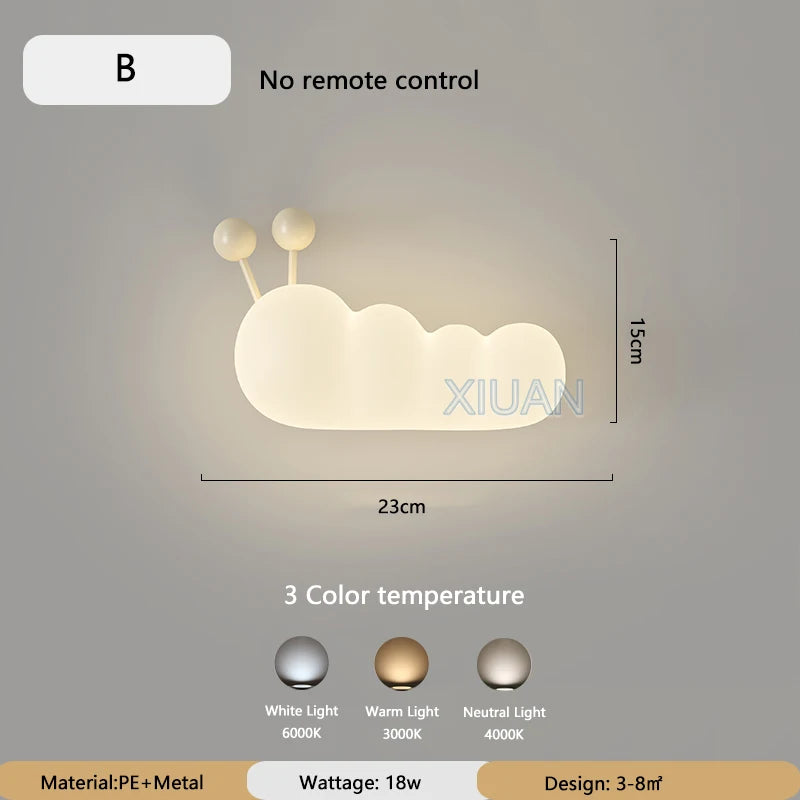 KinderDroom - Candeeiro de Parede para Quarto de Criança com Design de Animais de Banda Desenhada LED