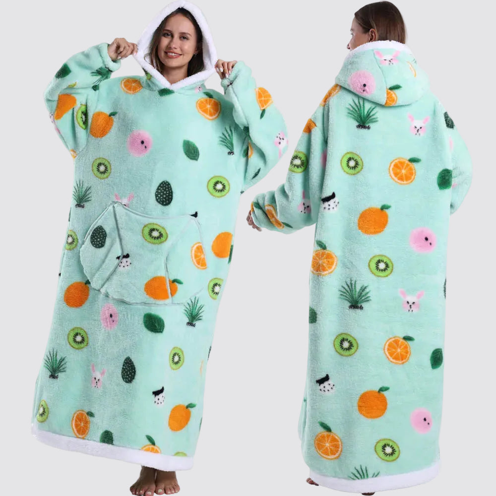 Sweatshirt com Capuz de Lã Ampla Estilo Aconchegante e Elegante Saco-Cama com Capuz
