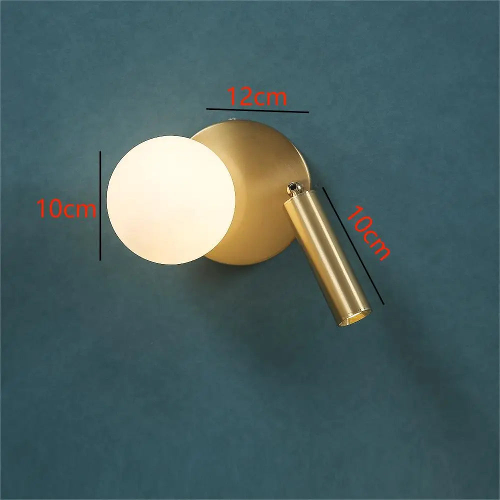 NordicLux - Modern LED Bed Lamp Rotating Glass Wall Lamp Bedroom and Living Room Decor