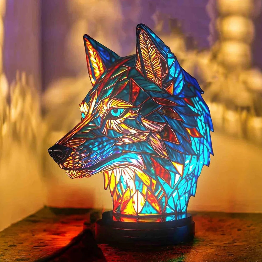 LumeWolf - LED Tafellamp met Wolf Ontwerp – Handgemaakte Decoratieve Verlichting