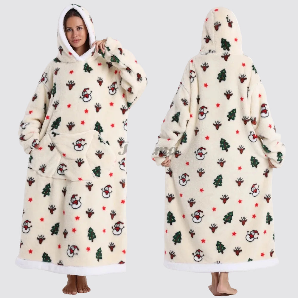 Sweatshirt com Capuz de Lã Ampla Estilo Aconchegante e Elegante Saco-Cama com Capuz