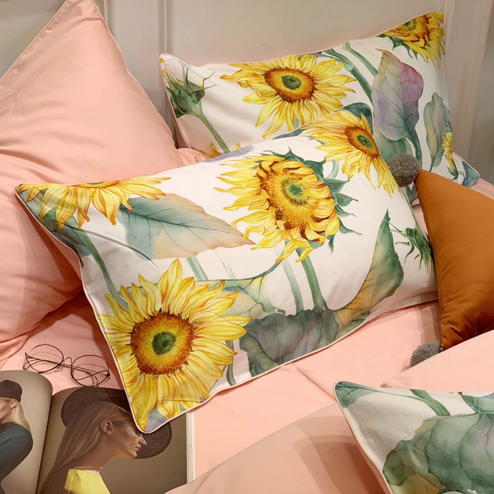 Set copripiumino delicato con girasole (cotone egiziano)
