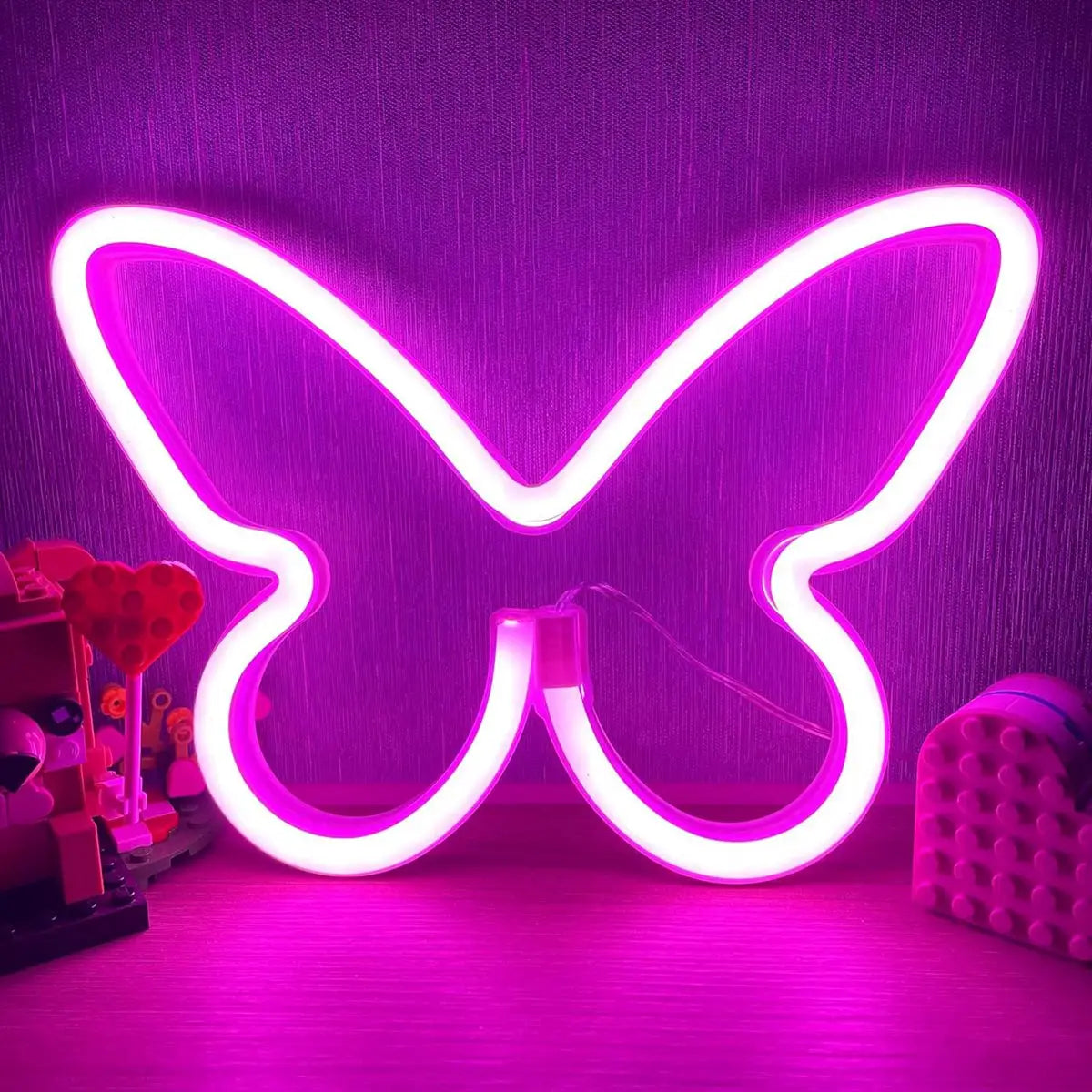 GlowWings - Lámpara de mariposa LED, decoración de neón colorida para habitación infantil y dormitorio