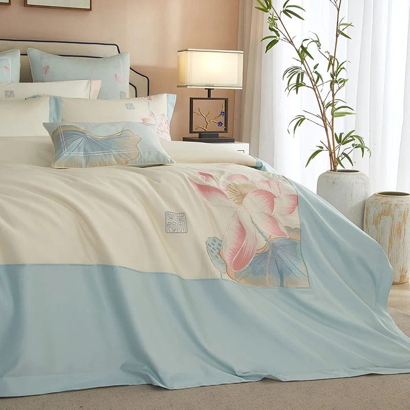 Set copripiumino Lotus Blue (Cotone Egiziano)
