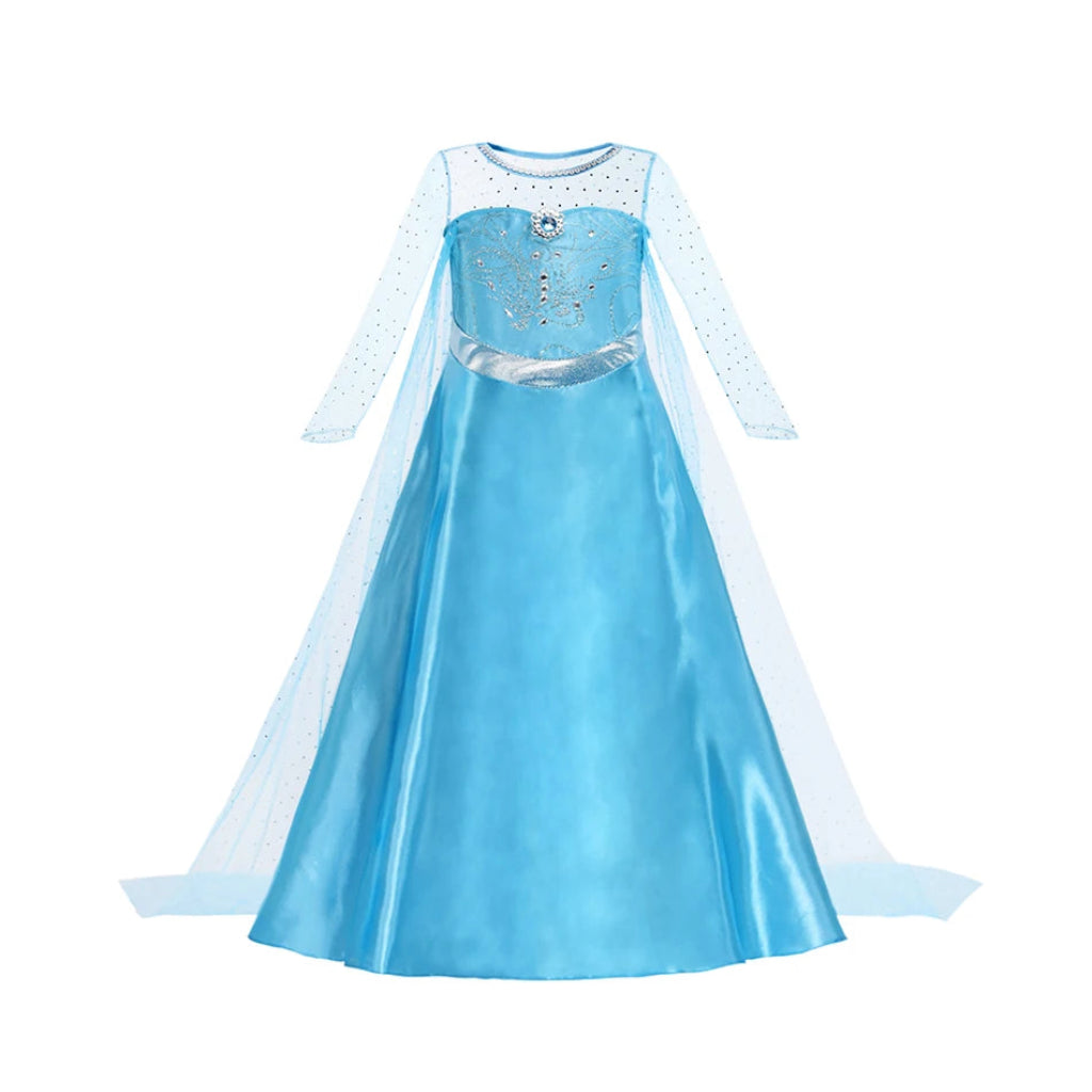 Fato de Halloween Princesa Menina Azul com Manto Elegante
