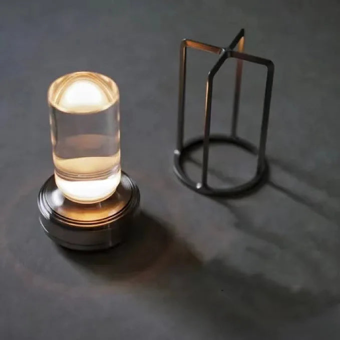 CrystalGlow - Candeeiro de Mesa de Cristal Recarregável Sem Fios – Iluminação Ambiente LED para Sala de Estar e Varanda
