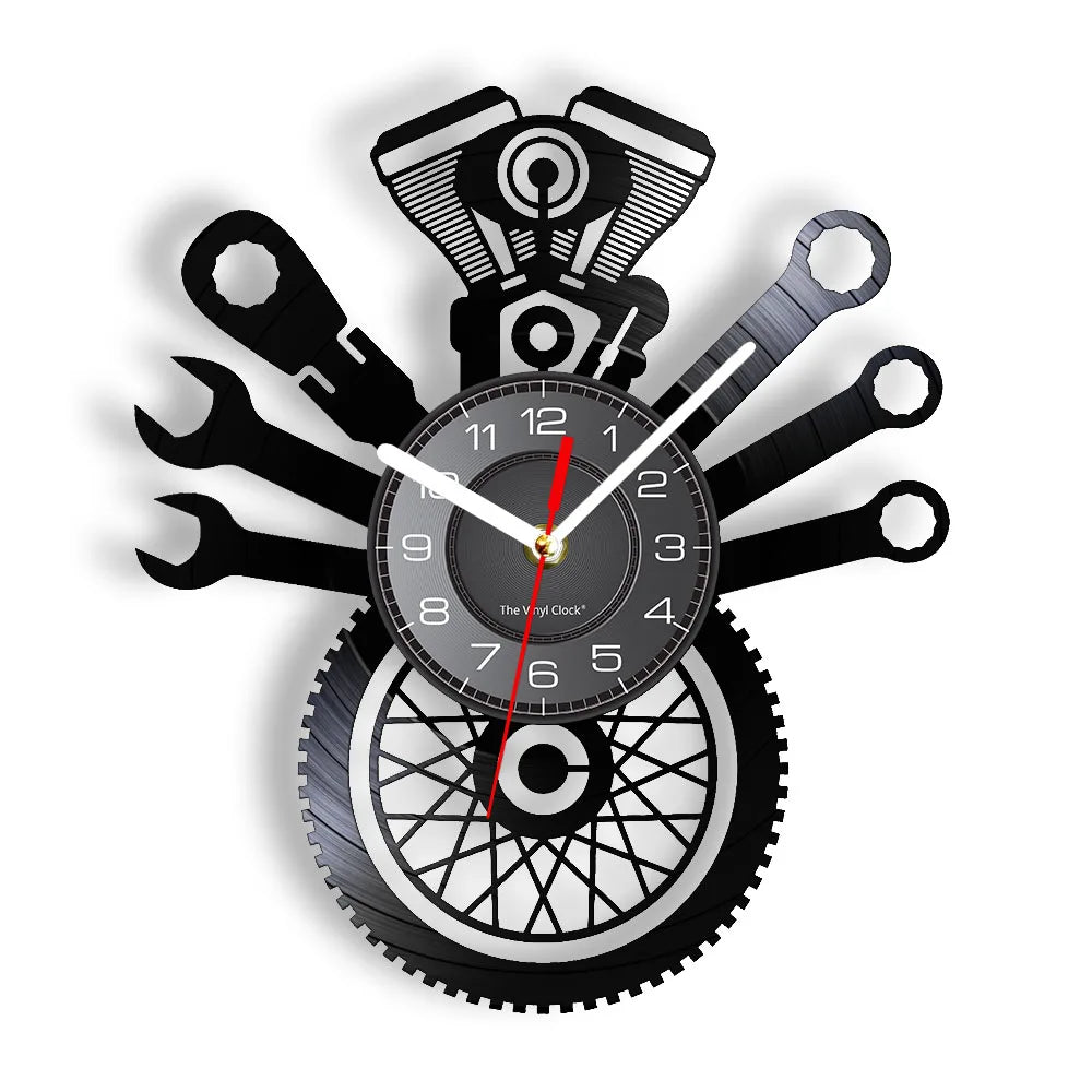 Auto Repair - Vinyl Wall Clock with Modern Garage Design