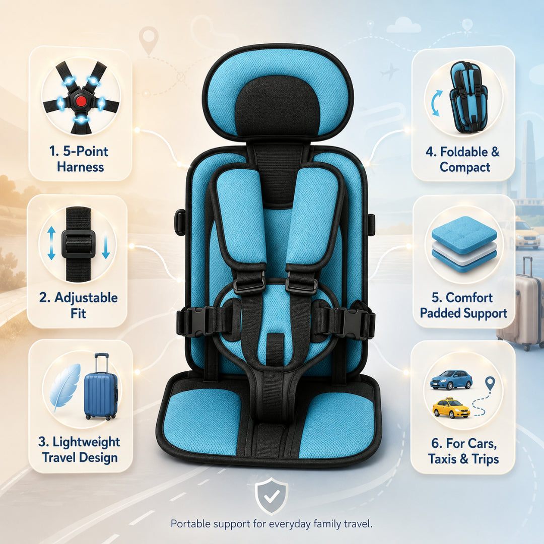 Seggiolino da Viaggio per Bambino con Imbracatura Regolabile e Sicurezza