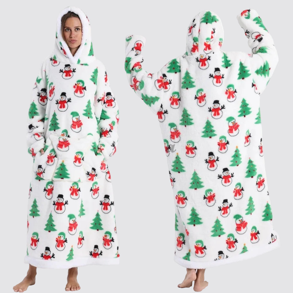Sweatshirt com Capuz de Lã Ampla Estilo Aconchegante e Elegante Saco-Cama com Capuz