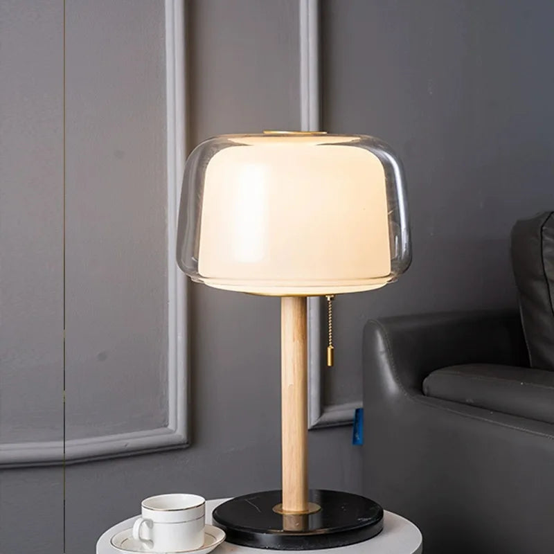 LumeHaven – Night Lamp with Wooden Base and LED Lighting