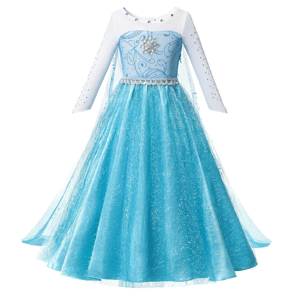 Fato de Halloween Princesa Menina Azul com Manto Elegante