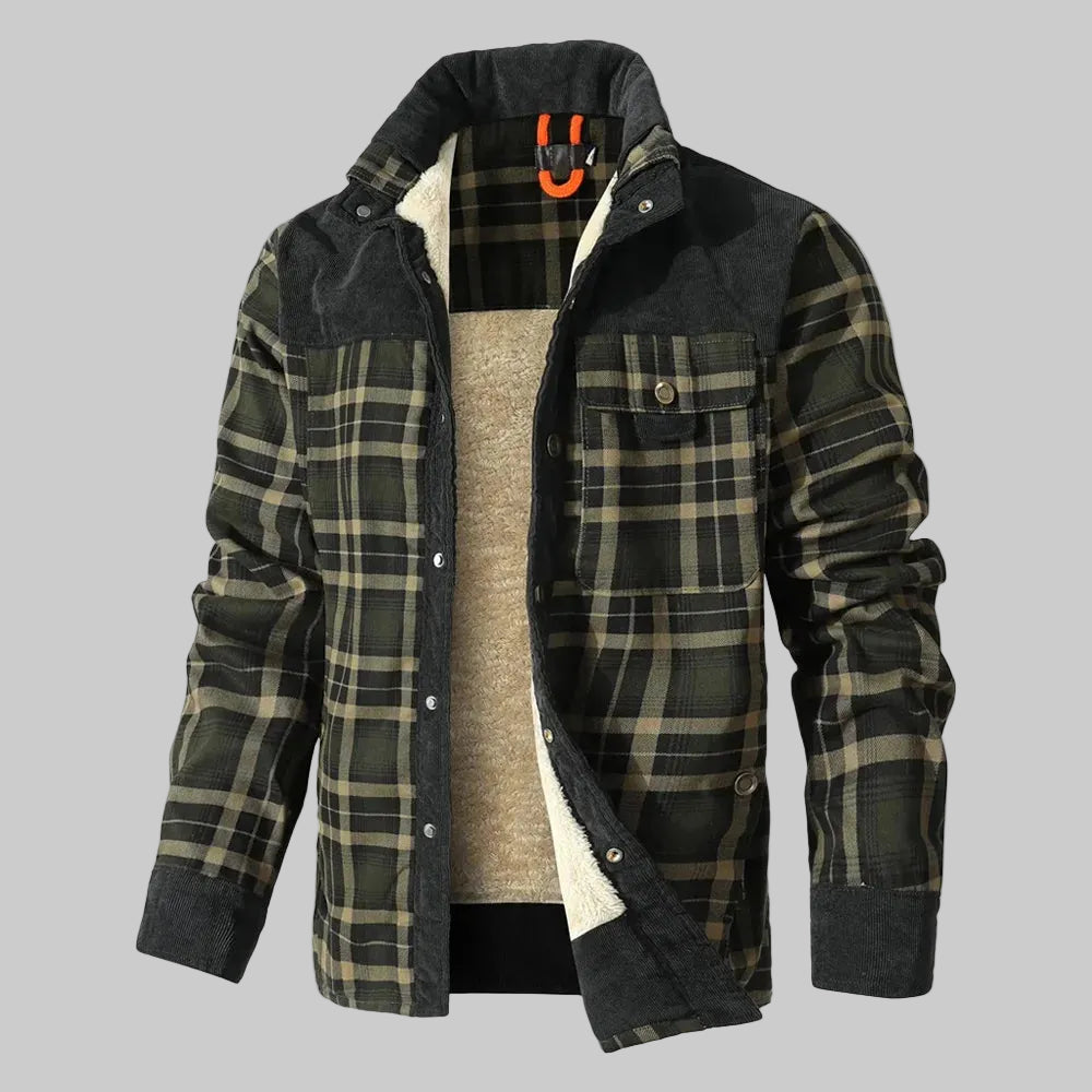 Men's Winter Coat Flannel Plaid Lined Warm