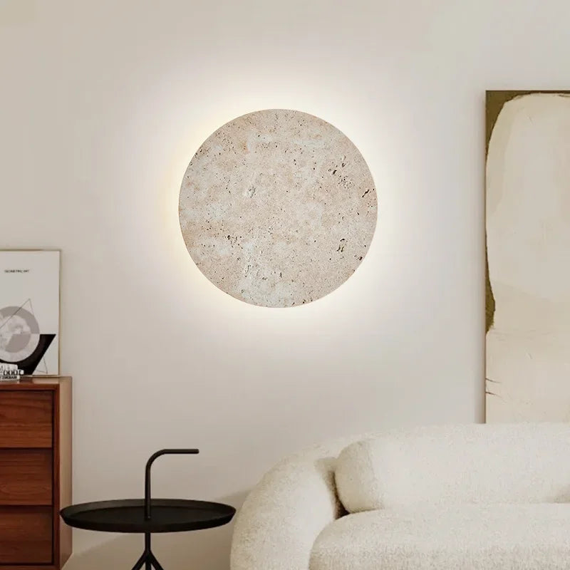 EarthyRadiance - Lampada da parete in pietra naturale con illuminazione LED calda
