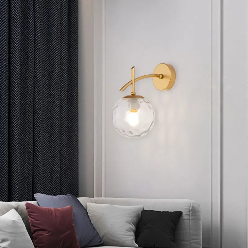 Lumi Wall Lamp - Glass Bedroom Lighting Black Gold Sconce