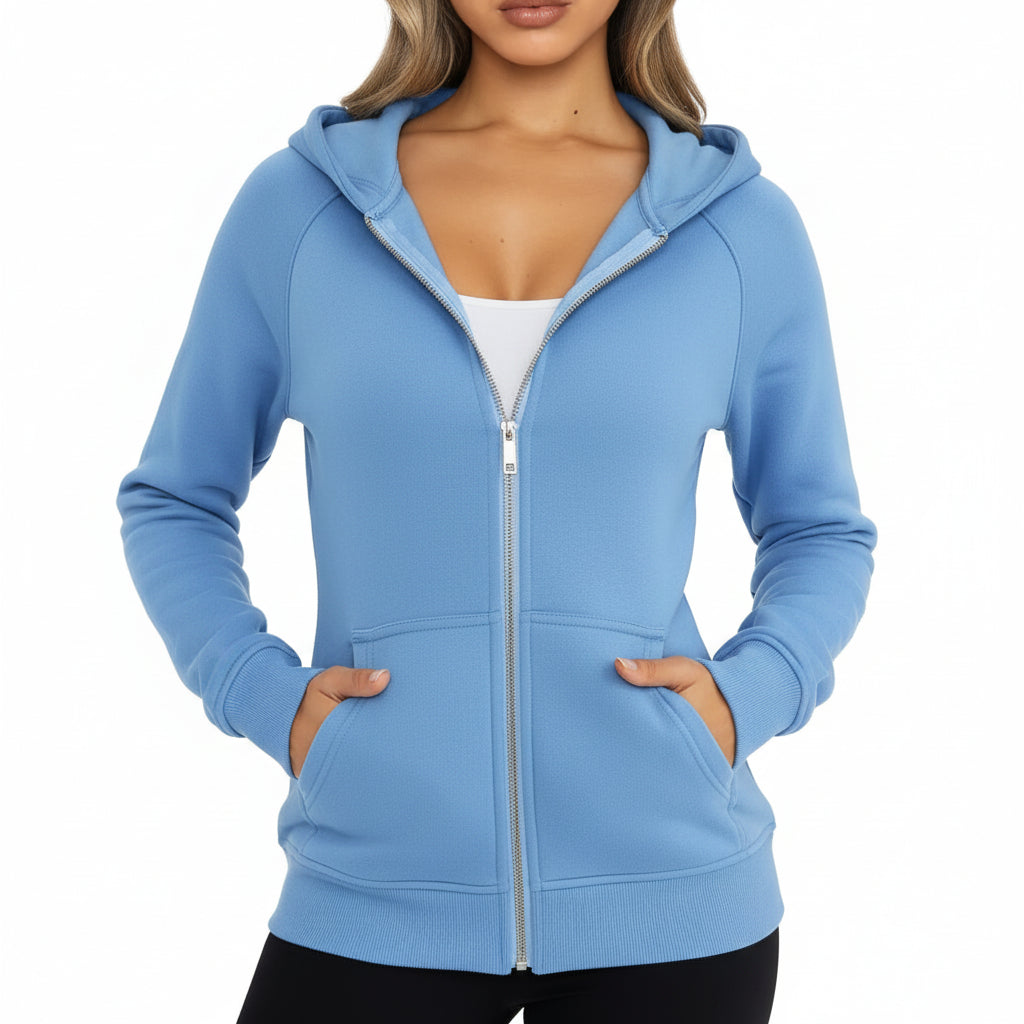 Felpa Zip Donna Slim Fit Misto Cotone Casual