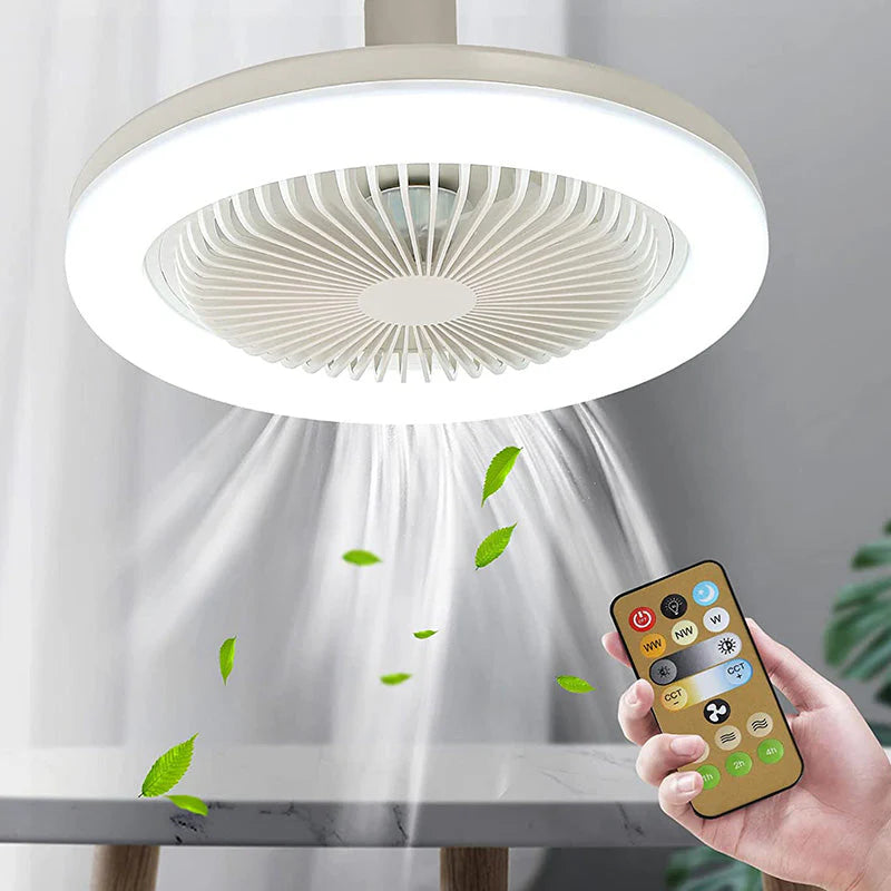 Ventoinha de teto com luz, parafusar em cada soquete de lâmpada, com comando à distância