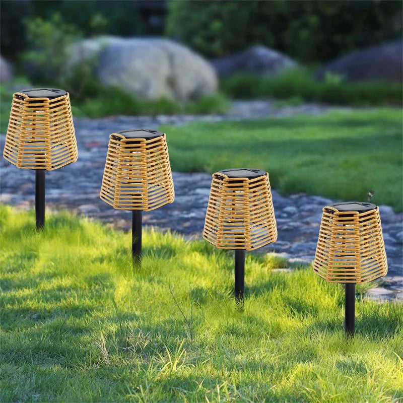 SolarGarden - Tochas de Junco com Energia Solar – Iluminação Exterior LED para Jardim, Terraço e Varanda, Resistente ao Tempo e Poupa Energia