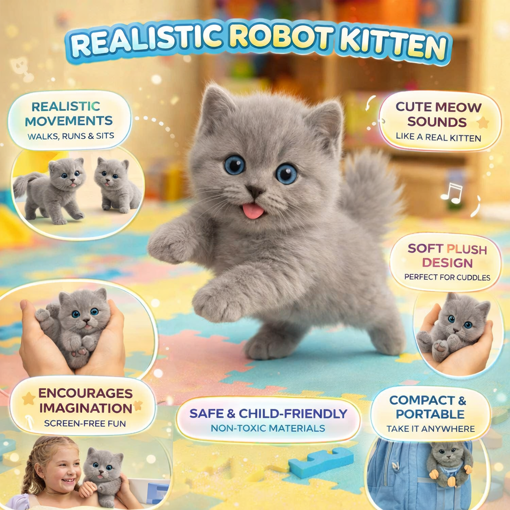 Speelgoed Kat Interactieve Grijze Robot Kitten Realistische Bewegingen