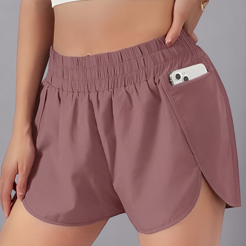 Pantaloncini sportivi da donna per corsa a vita alta ad asciugatura rapida