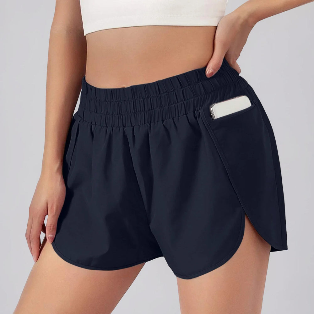 Pantaloncini sportivi da donna per corsa a vita alta ad asciugatura rapida