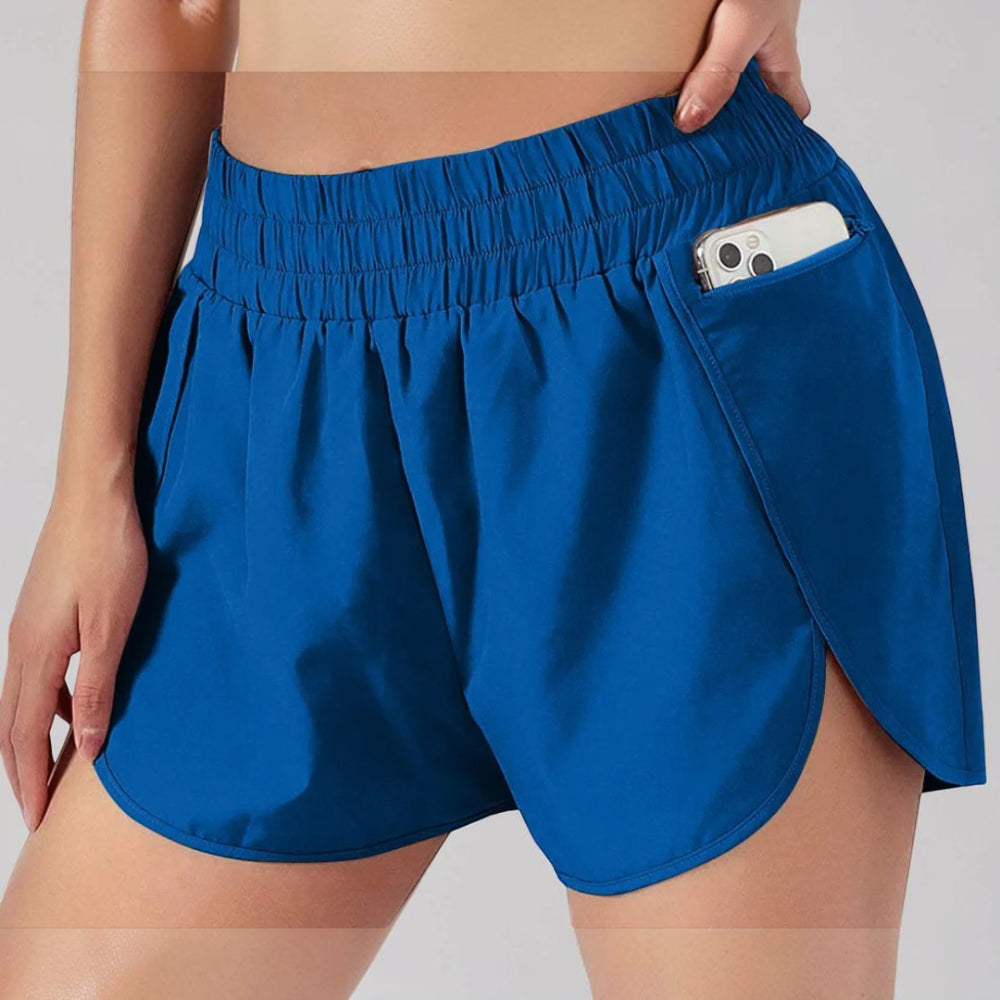 Pantaloncini sportivi da donna per corsa a vita alta ad asciugatura rapida