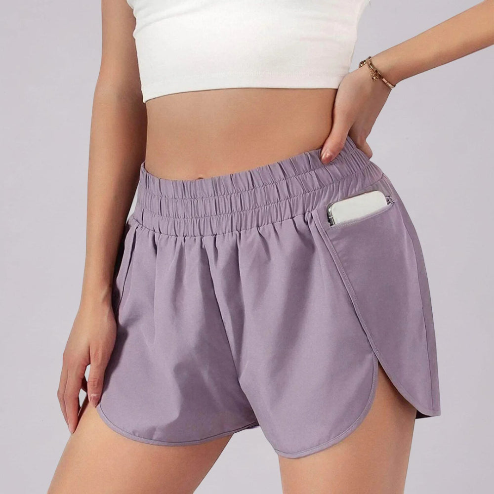 Pantaloncini sportivi da donna per corsa a vita alta ad asciugatura rapida