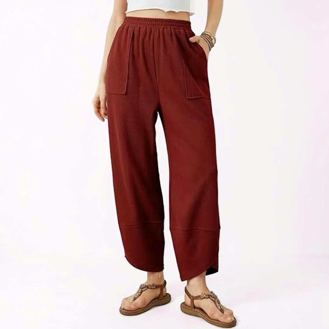 Pantaloni Donna Vita Alta Vestibilità Larga Casual Comfort