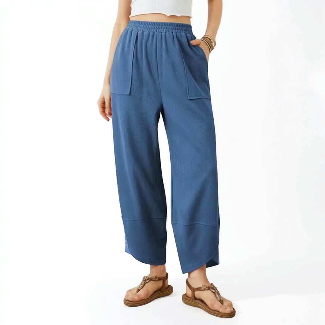 Pantaloni Donna Vita Alta Vestibilità Larga Casual Comfort