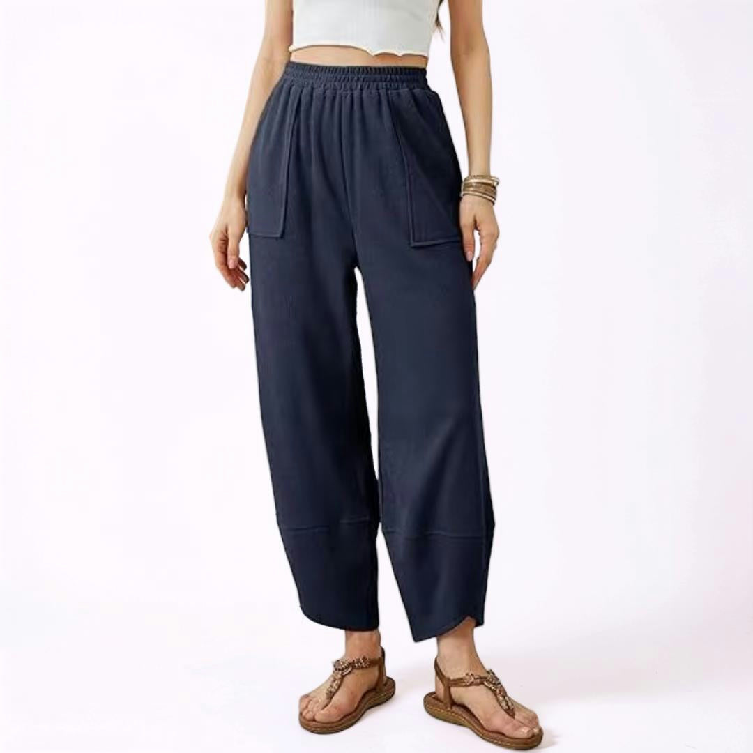 Pantaloni Donna Vita Alta Vestibilità Larga Casual Comfort