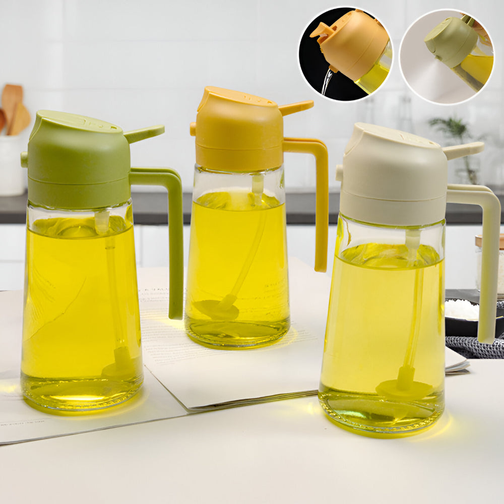 Spruzzatore per olio da cucina con dispenser per condimenti e dosaggio